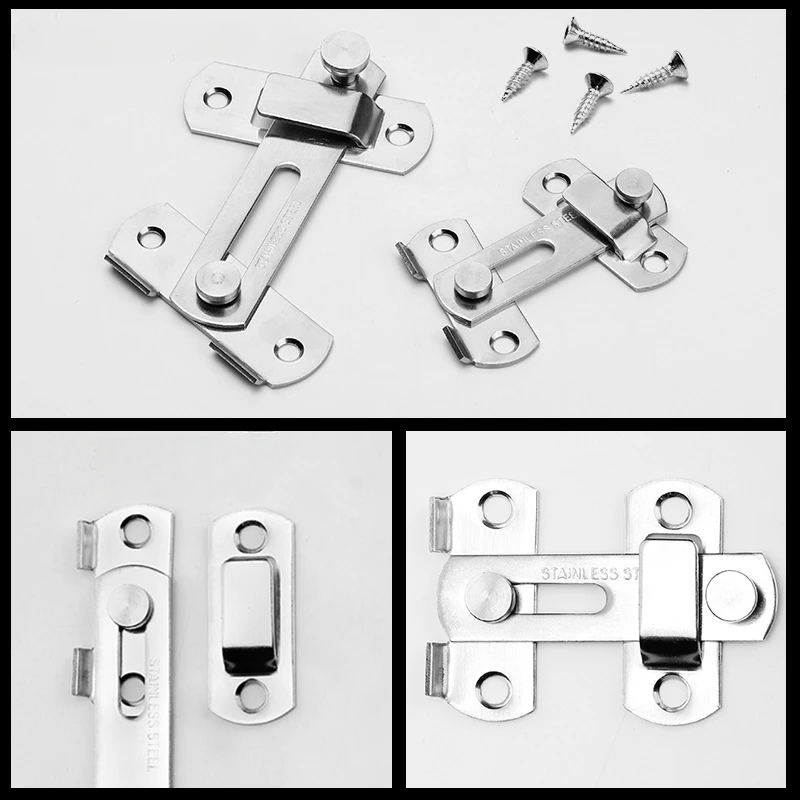 1PC Door Lock 90 Degree Barn Bolt Cast Stainless Steel Hook Latch Window Cabinet Locks with Screws Right Angle Sliding Gate Lock