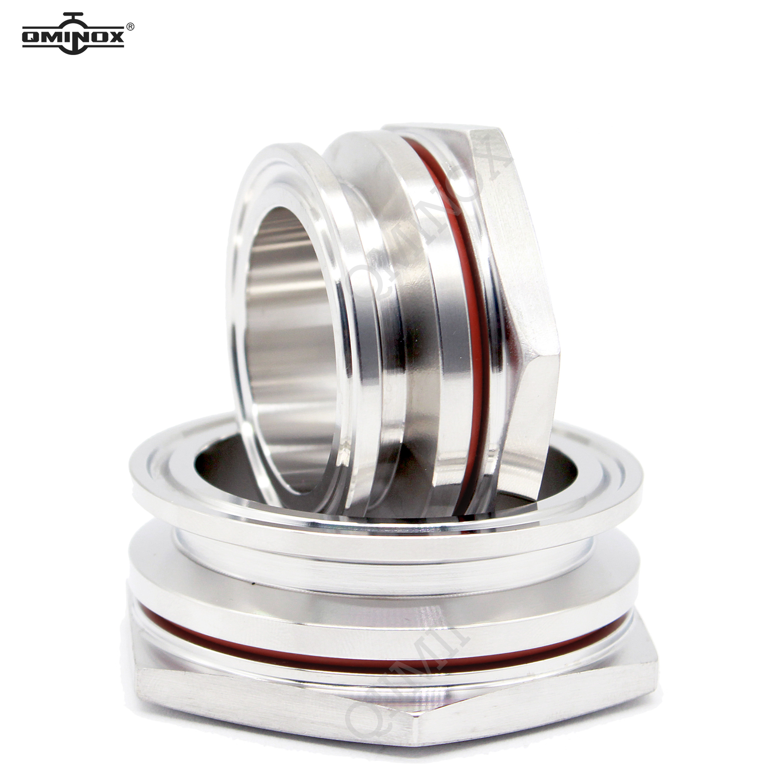 QMINOX SS304 accesorios de mamparo sin soldadura 1,5 "/2" Tri abrazadera hervidor entrada salida casero tanque de agua tri abrazadera accesorios de conector