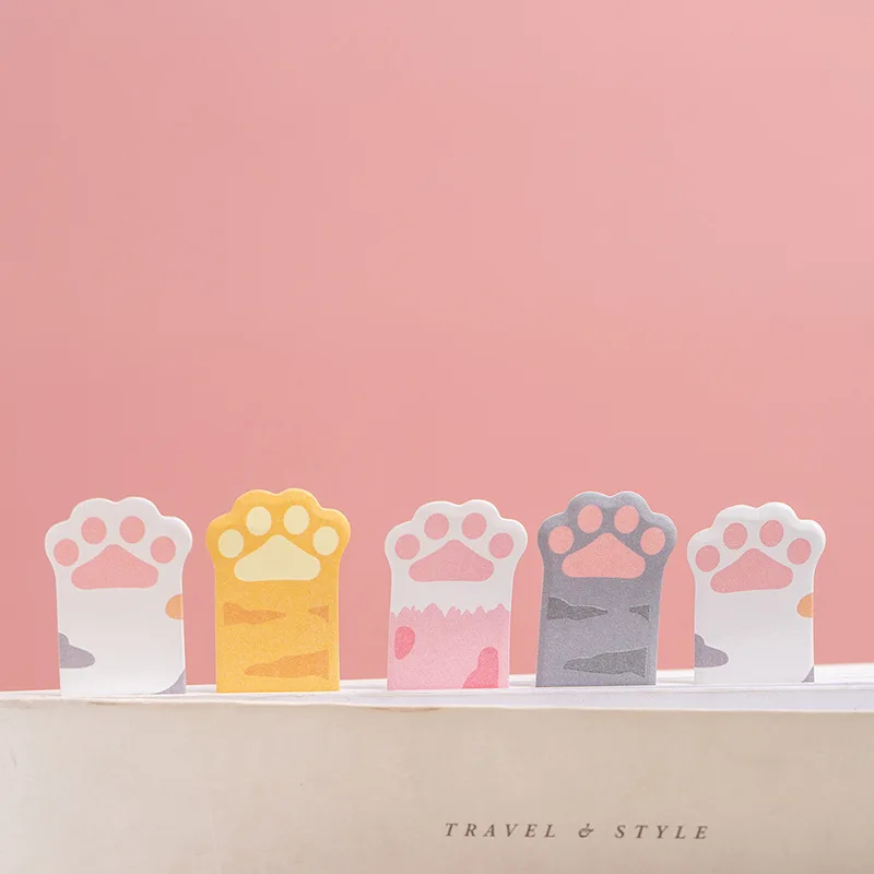 Kawaii papeterie dessin animé chat patte bloc-Notes signet drapeaux Index onglet Notes autocollantes étiquette papier autocollants
