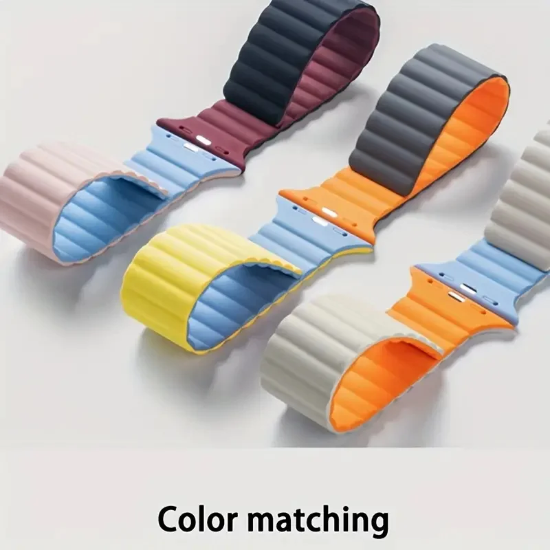 Apple Watch 38/40/41mm42/44/45/49mm 用磁気シリコン時計バンド、iWatch 用スポーツループメンズレディース時計バンド 987654321 セ