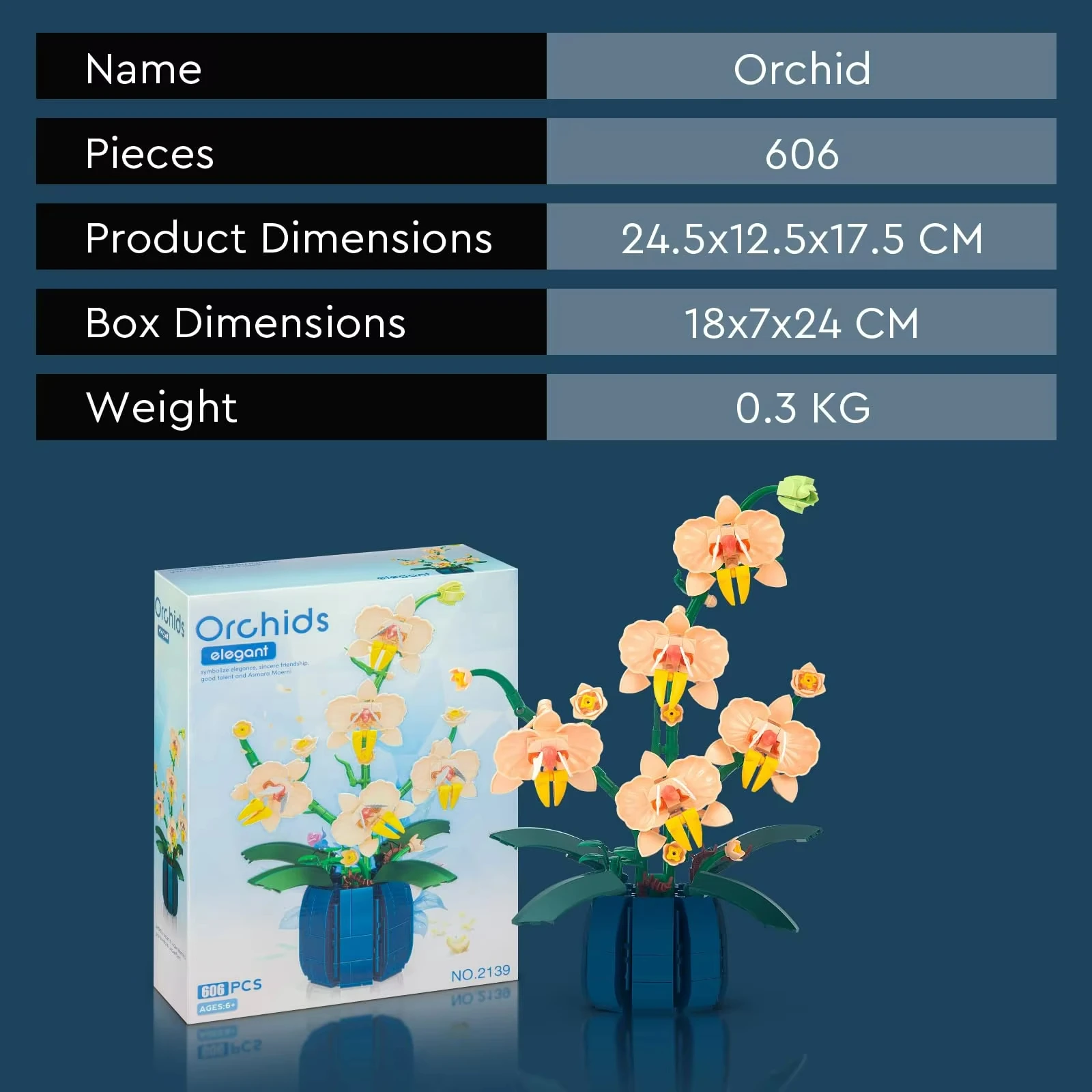 Zestaw do budowania kwiatów orchidei, kolekcja roślin botanicznych Bonsai, dekoracje do domowego biura, klocki dla dorosłych dzieci w wieku 6+, 616 szt.