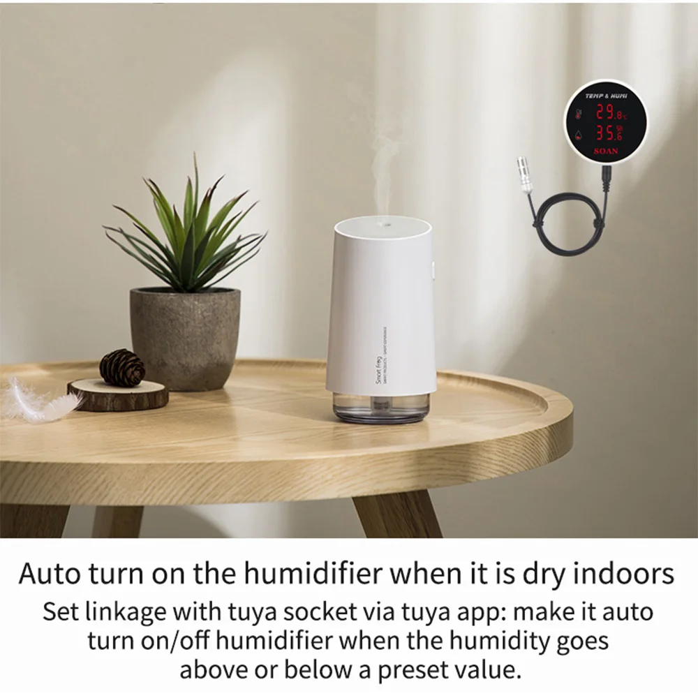 Termômetro higrômetro Tuya Smart Zigbee com carga USB de temperatura externa ou bateria recarregável