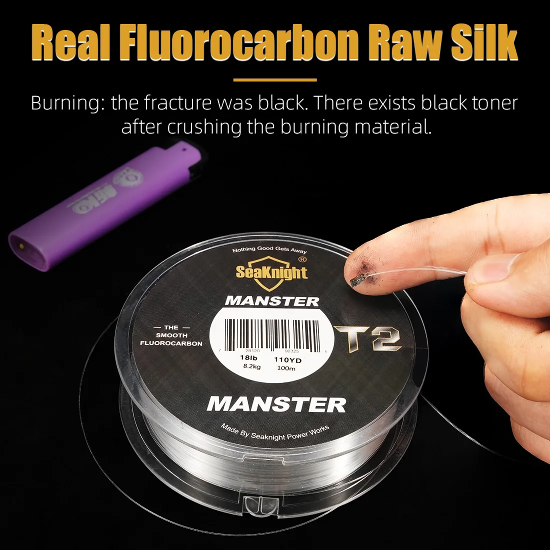 SeaKnight Brand MANSTER T2-Serie, 100 % Fluorkohlenstoff-Angelschnur, 100 m, Kohlefaserschnur, 3–35 lb, Upgrade der sinkenden Schnur, Meeresangeln