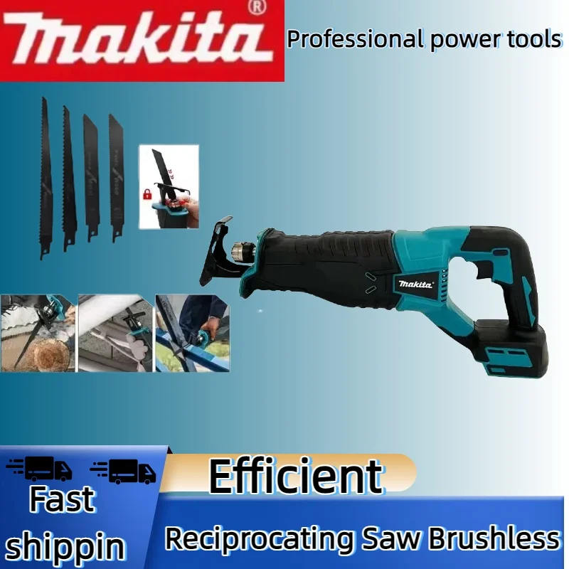 Makita 20V18V Battery Brushless Reciprocating Saw Reciprocating Saw Portable Cordless Power Tools With 4pcs Saw Blades