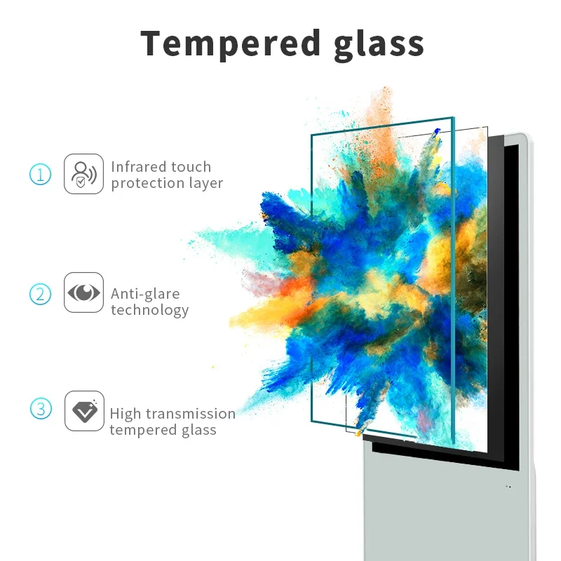 LCD 터치 스크린 플레이어, 쇼핑몰 플로어 스탠딩 디지털 간판 디스플레이, 광고 키오스크, OEM 32, 42, 50, 55, 65 인치