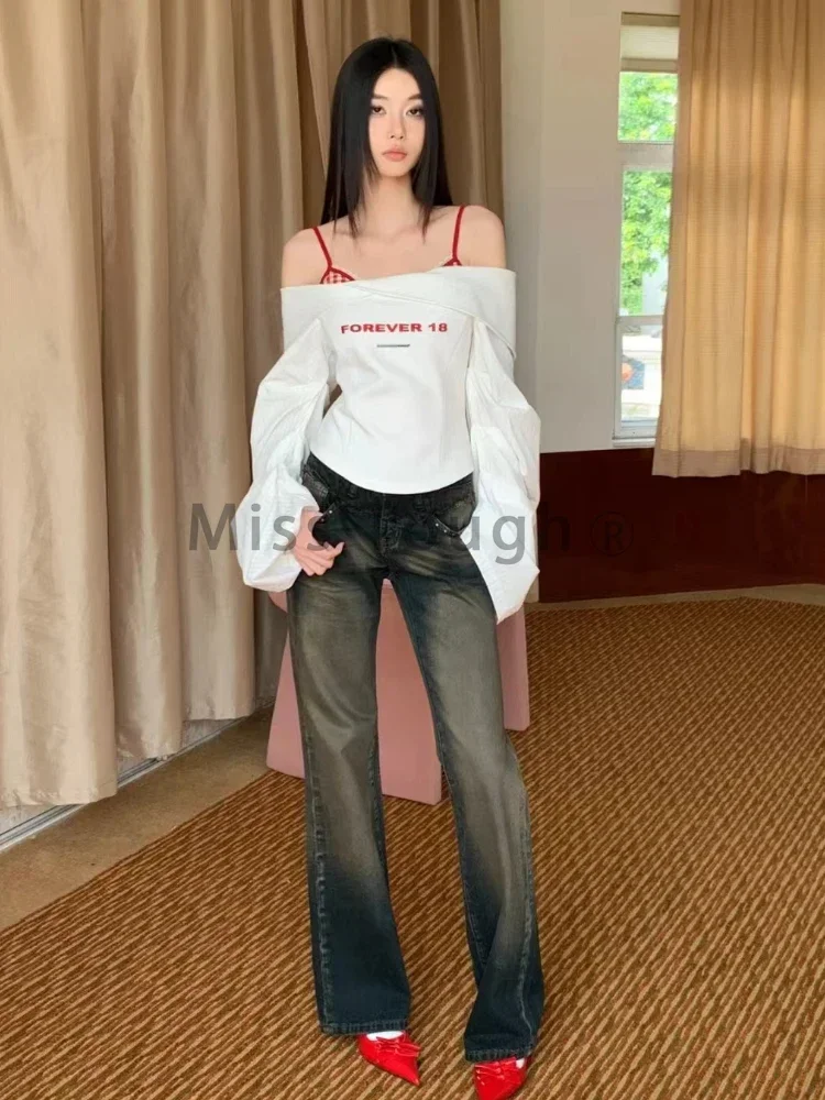 Conjunto ajustado de 3 piezas para mujer, moda coreana de otoño, Top cuadrado liso de manga larga Y2k + falda fina elegante de cintura alta, novedad
