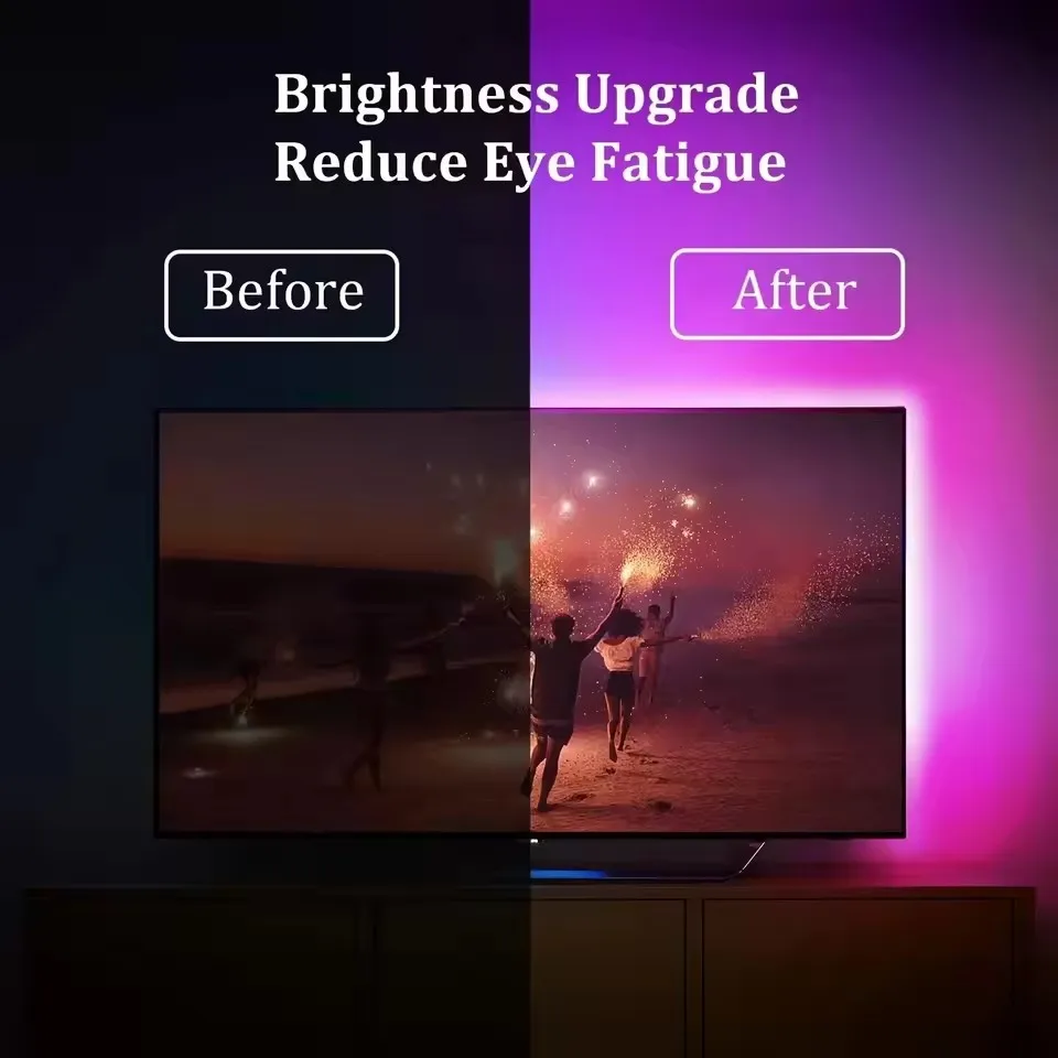 Luci a LED RGB 5050 per TV Striscia LED con controllo a 3 tasti Luci a nastro USB 5V per retroilluminazione TV Decorazione per feste a casa Nastro flessibile