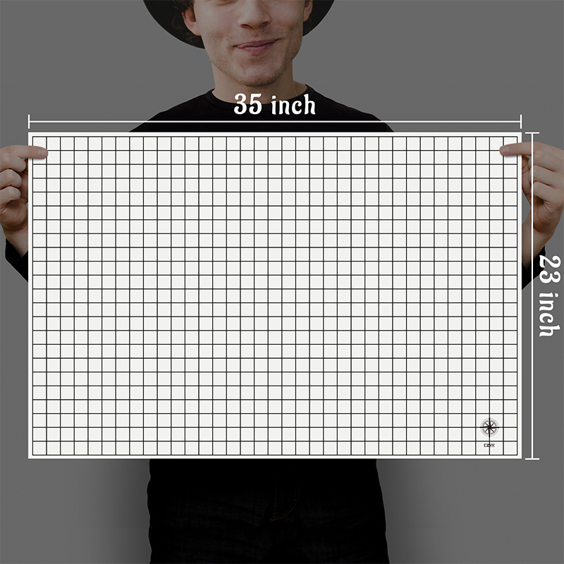 Dnd rpgゲーミングマットシリコンバトルボード両面正方形および六角23 "x 35"-折りたたみ式でロール可能-卓上pgに最適