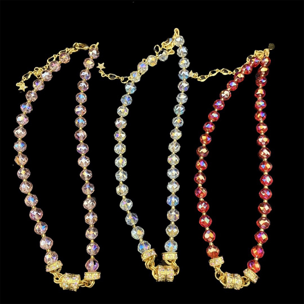 Vintage Temperament Handgemaakte Kristallen Glazen Kralen Magnetische Knop Ketting Voor Vrouwen Meisje Gift Party Choker Sieraden Groothandel