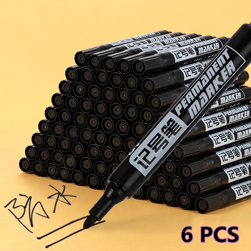 6 Cái/bộ Thường Trực Bút Đánh Dấu Mỹ Điểm Mực Chống Thấm Nước Mỏng Ngòi Thô Ngòi Đen Xanh Màu Đỏ 1.5Mm Mịn màu Bút Bút