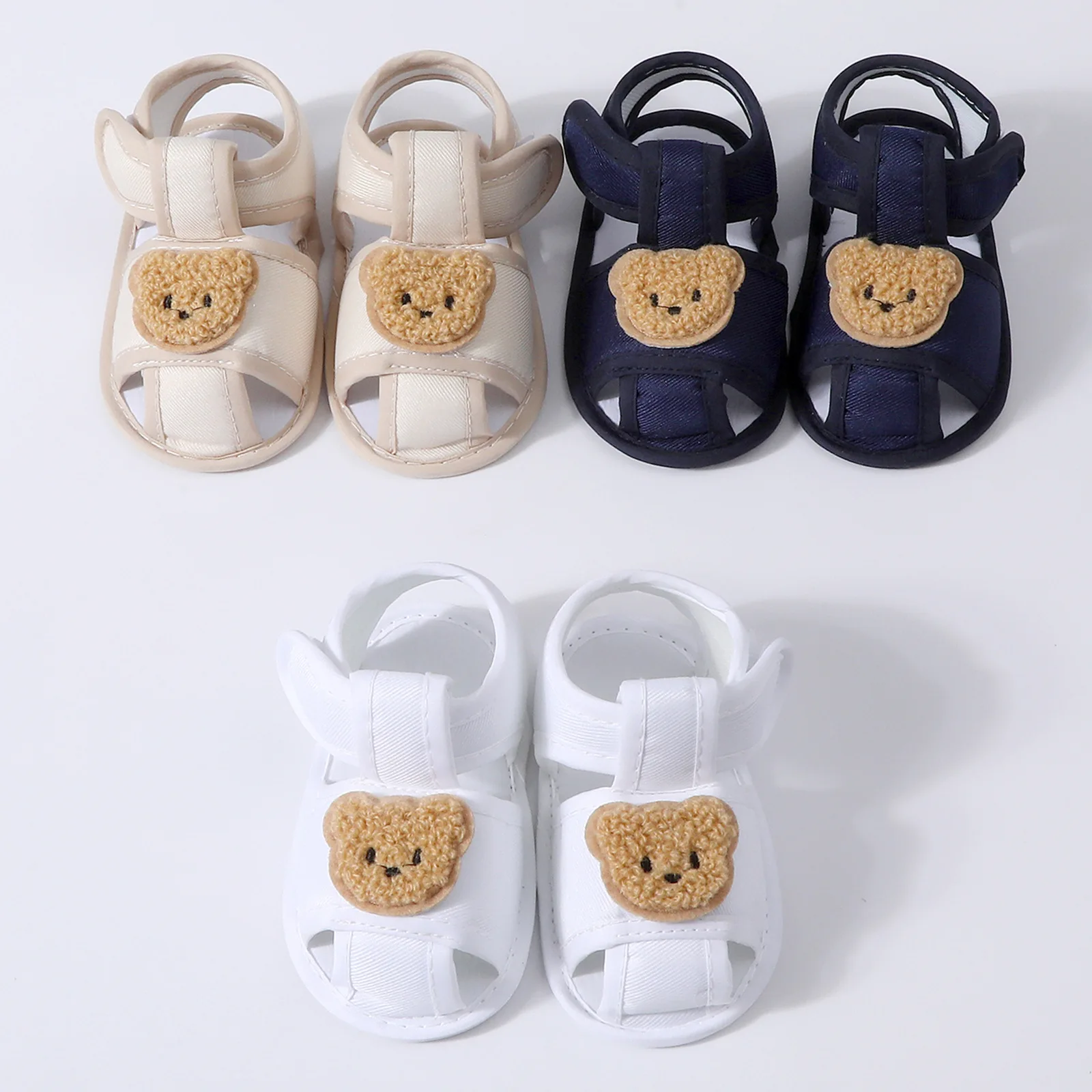 Sommer Neue Kleinkind Sandalen Nette Cartoon Bär Neugeborenen Prewalker Baumwolle Sandale Weiche Baby Mädchen Nicht-slip Sohle Infant Erste wanderer
