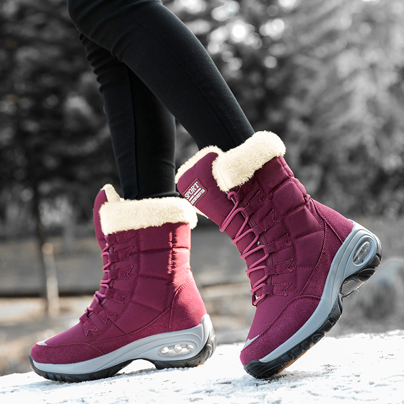 Botas femininas de inverno sapatos plataforma manter quente coxa alta botas de neve ao ar livre senhoras deslizamento em botas confortáveis de pele à prova dwaterproof água femme
