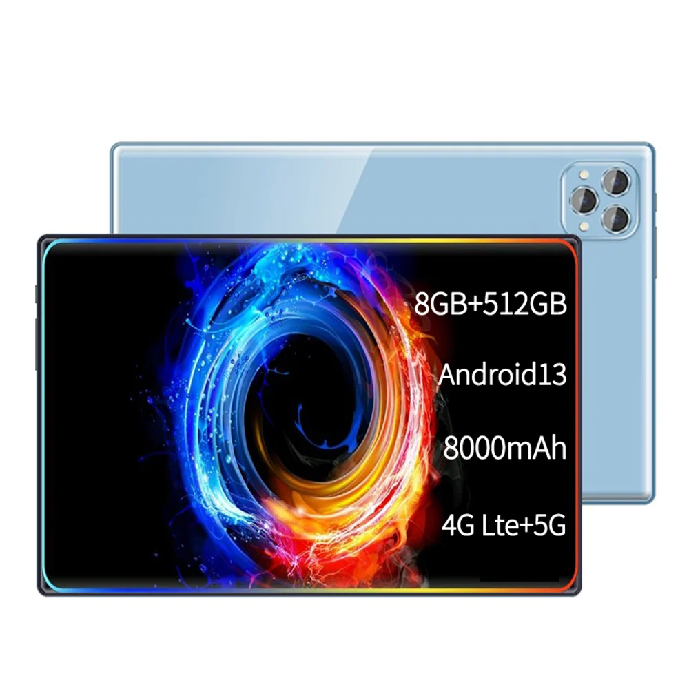 Tablet 4g 5g pad pro 8gb ram 512gb rom 10.1 polegadas display fhd android 13.0 slot para cartão sim duplo 8000mah bateria tablets originais