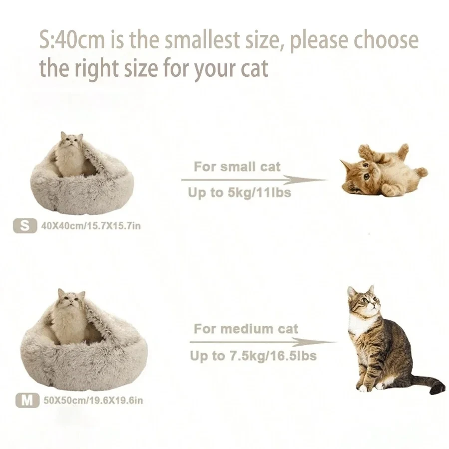 Plüsch rundes Katzen bett Haustier matratze warm weich bequem Korb Katze Hund 2 in 1 Schlafsack Nest für kleine Katze Welpen