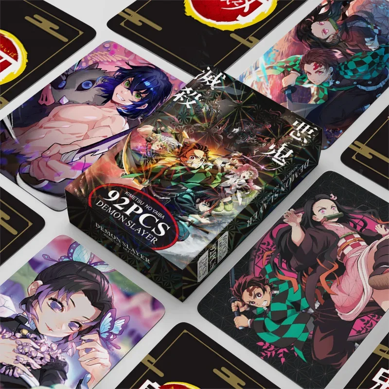 92pcs/set Demon Slayer LOMO Cards and Stickers High quality HD Double Side Print Photocards