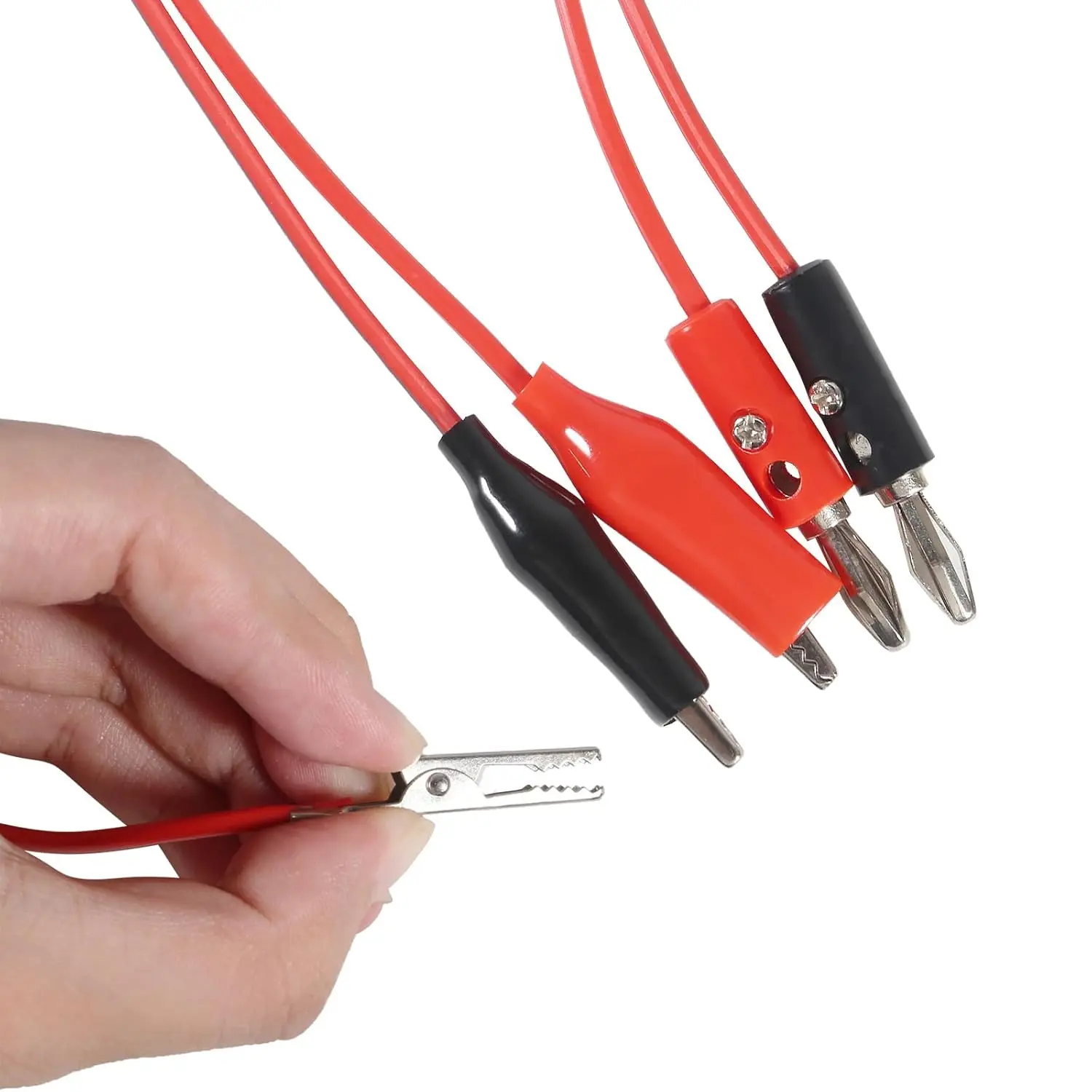 Aokin 1M cocodrilo Cilp a conector Banana Cable de prueba conector de plomo sonda de doble probador Clip de cocodrilo para multímetro herramienta de medida