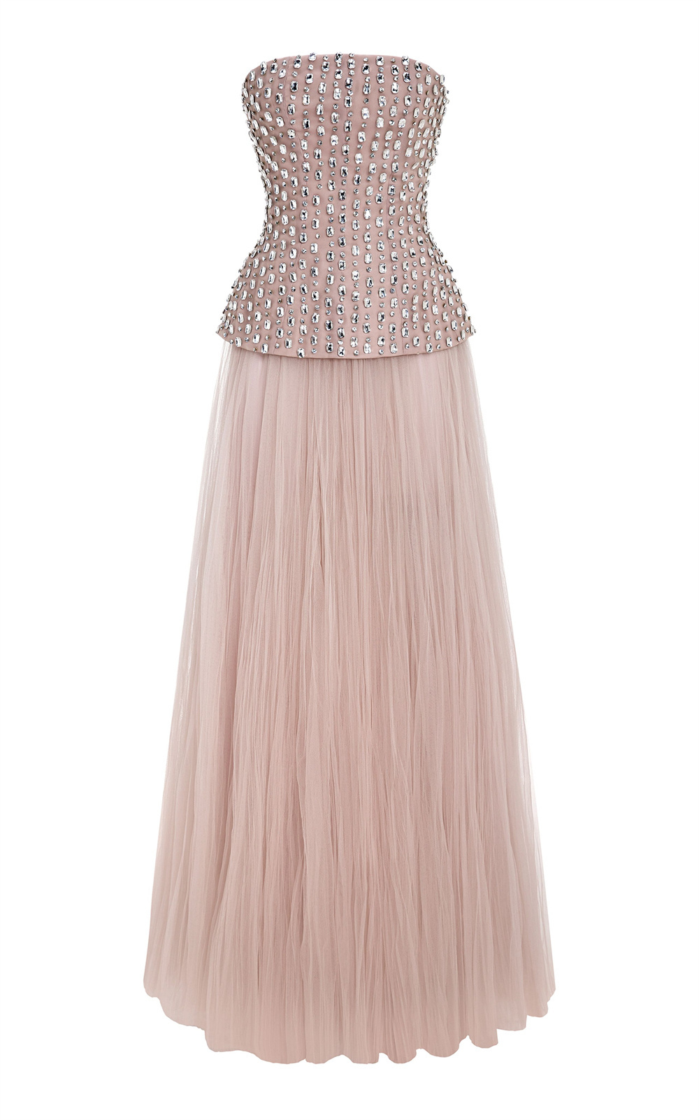 Mila Strapless A-Line Prom Dresses 2025 Sleeveless Tulle Two-Piece Evening Dresses Floor-Length Diamond Customized Party Dresses