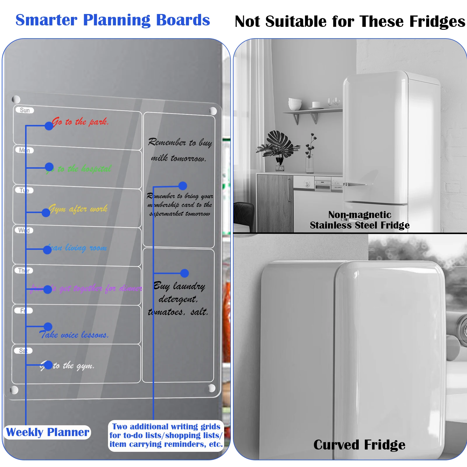 Magnetic Board Acrylic Calendar Fridge Dry Erase White Wall Grocery List Fridge Board Dry Erase Board Daily To Do List this week