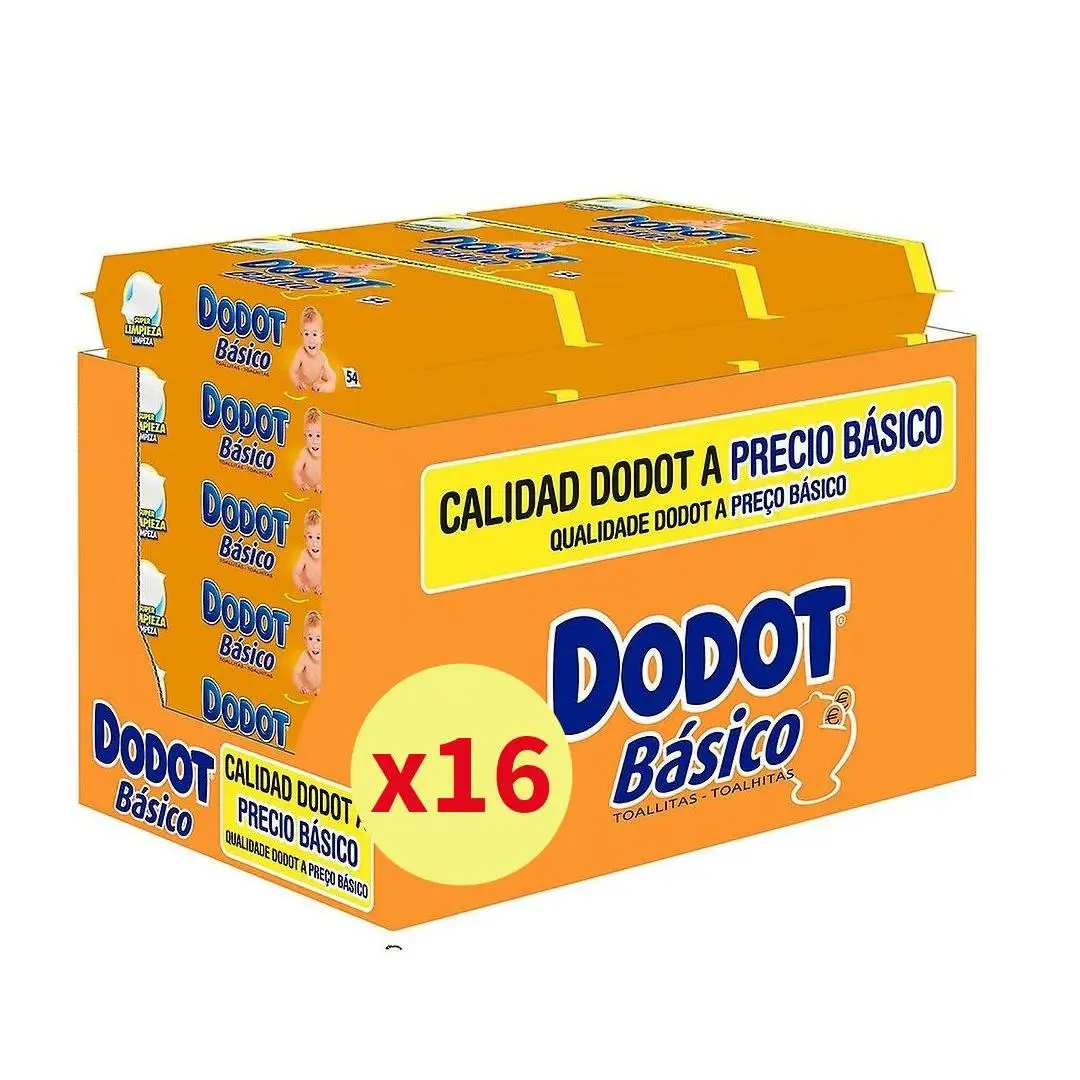 Toallitas DODOT Básico PACK ahorro de 16 paquetes de 54 unidades (864 toallitas)