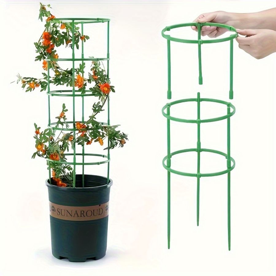 9 Pz/set 3 Strati Supporto per Piante Picchetti per Piante Anello di Supporto per Piante Rotondo Supporto per Gabbia per Piante in Plastica Vaso di Fiori Arrampicata Traliccio