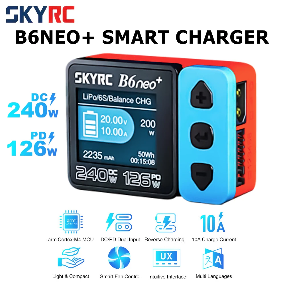 SkyRC B6 neo Smart Ladegerät DC 200W PD 80W LiPo Akku Balance Ladegerät SK- 100198   Kompakter 6S-Ladegerät-Entlader