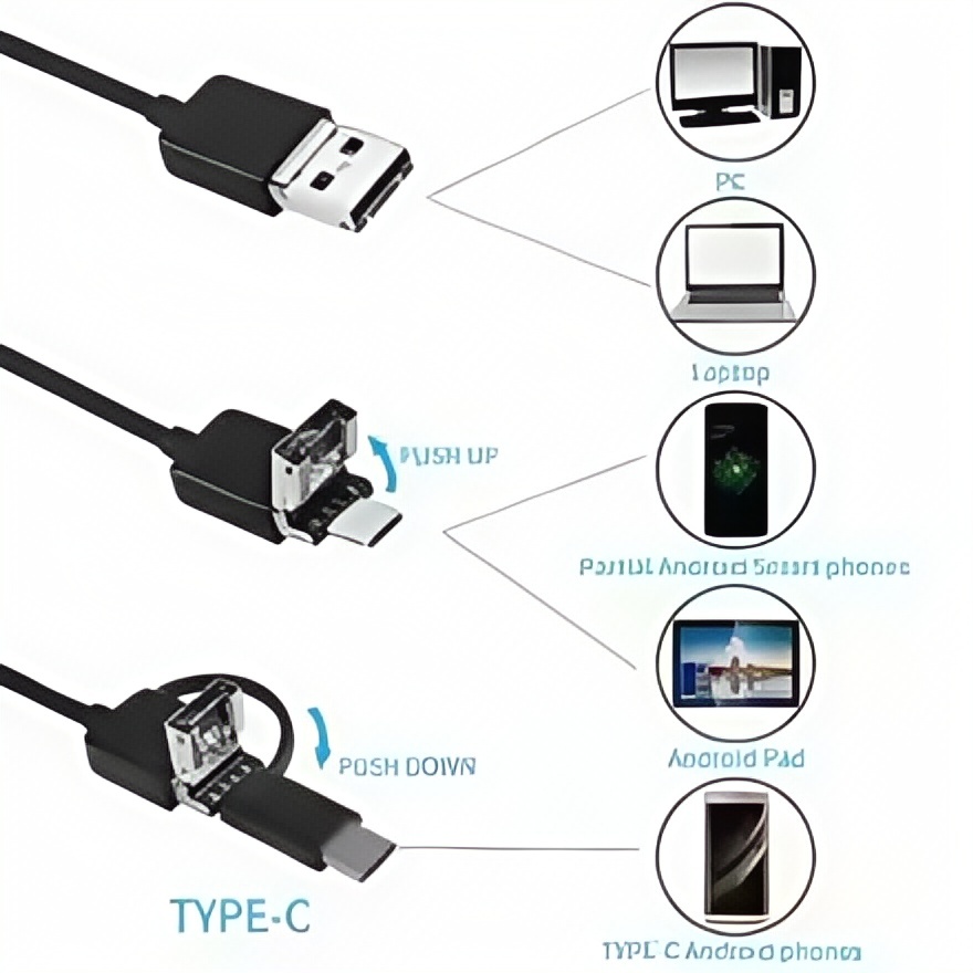 7.0mm USB-C Endoscope Camera, IP67 Waterproof with 6 Adjustable LEDs, Flexible Borescope for Android/PC/Phone Inspection