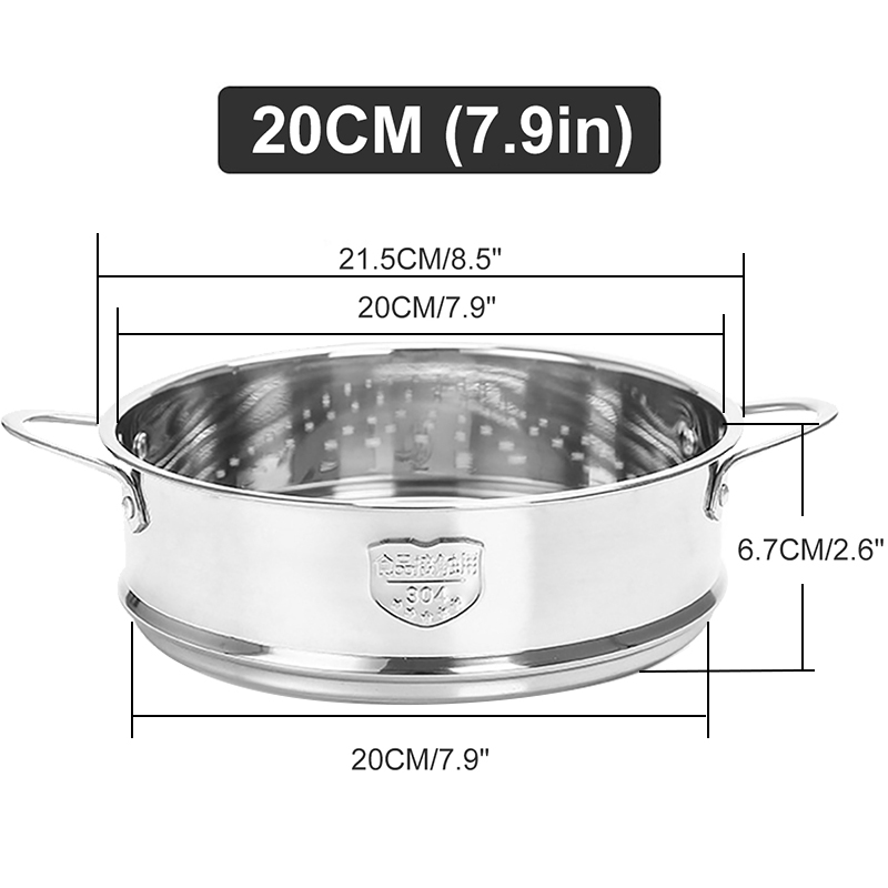 20cm Thickening Food Steam Rack Stainless Steel Steamer with Double Ear for Soup Pot Milk Pot Kitchen Tools