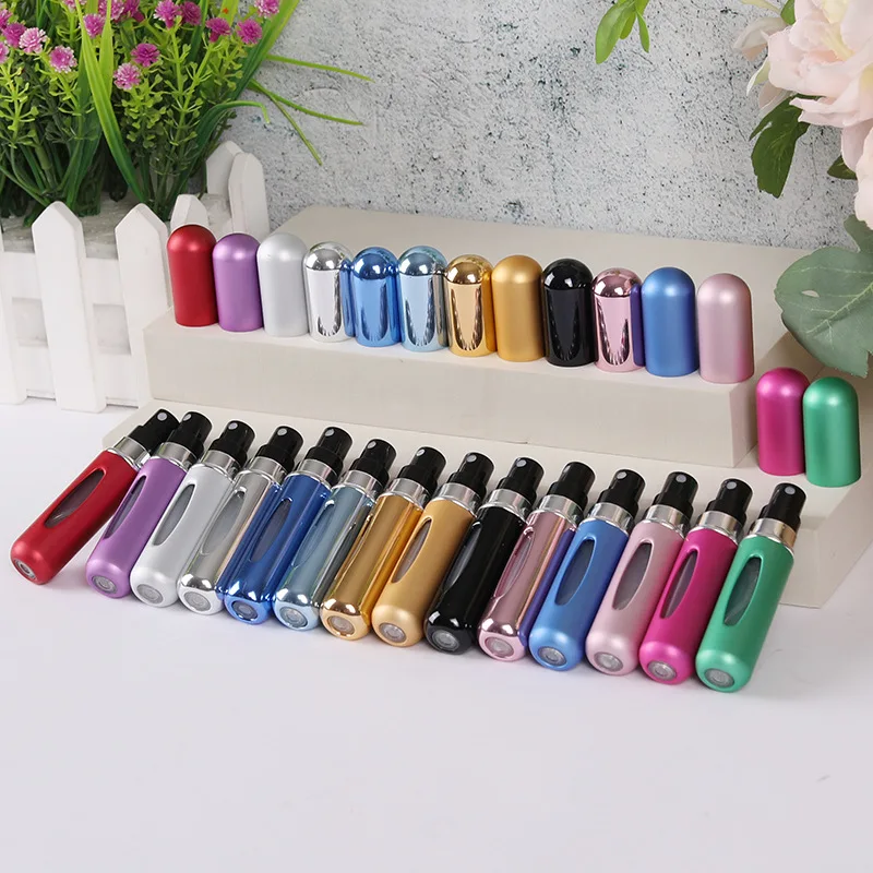Mini atomizzatore di profumo ricaricabile in alluminio, atomizzatore di profumo da viaggio 5 ml, dispenser di profumo portatile, custodia per profumo ricaricabile Rugg