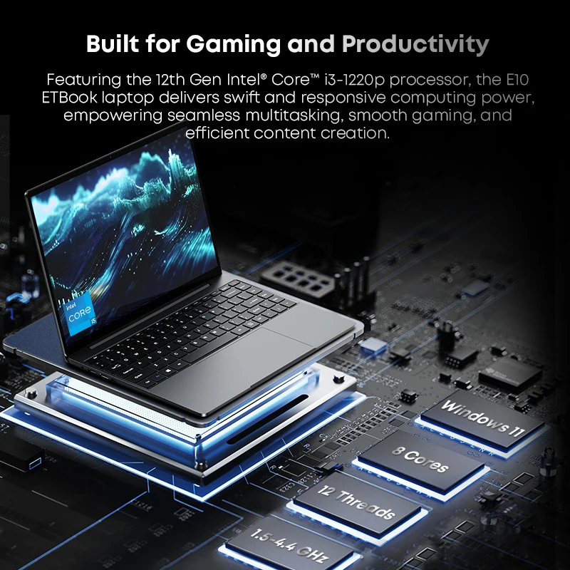 Acer Gadget e10 ETBook Laptop 14" 2K Display Intel Core i3-1220P 16GB RAM 512GB SSD  WiFi6 Windows 11 Ultra-thin/Light Notebook