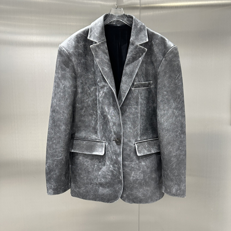 Retro Distressed Leather Jackets Women's Genuine sheepskin Leather Jacket Short Real Leather Coat