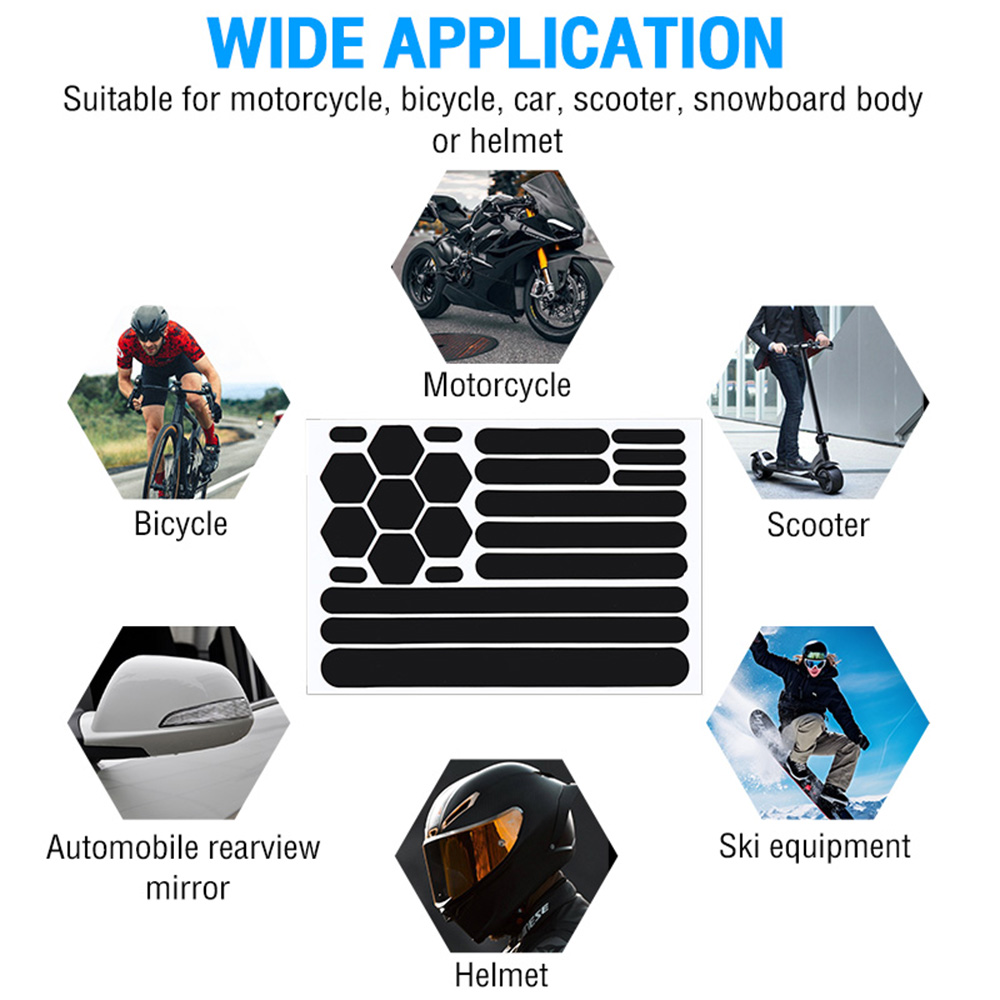 1 Juego de pegatinas reflectantes de advertencia para casco, accesorios de conducción de seguridad nocturna, pegatina decorativa fluorescente, calcomanía para bicicleta, Moto y coche