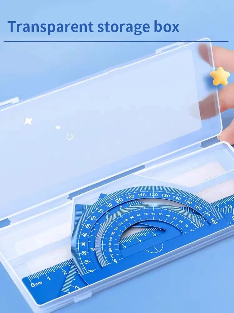 4pcs Metal Drafting Set With Storage Box Students Measure Ruler Set Multi-Function Set