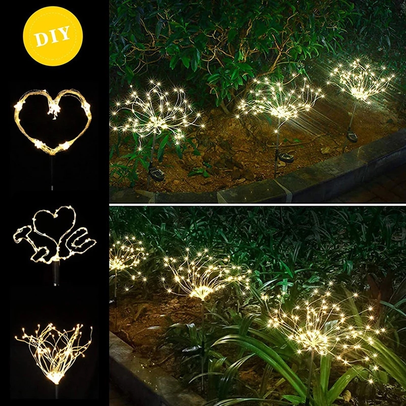 150/120/90 Solar LED Firework Light Outdoor Waterproof Solar Fairy Garland Light  For Garden Lawn Paths Wedding Party Decoration