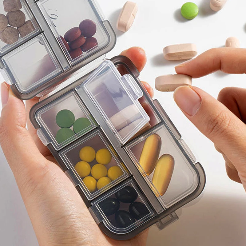 10 Compartments Travel Pill Organizer Pocket Portable Pill Storage Box Case Daily Pill Container or Purse Fish Oil Medicine