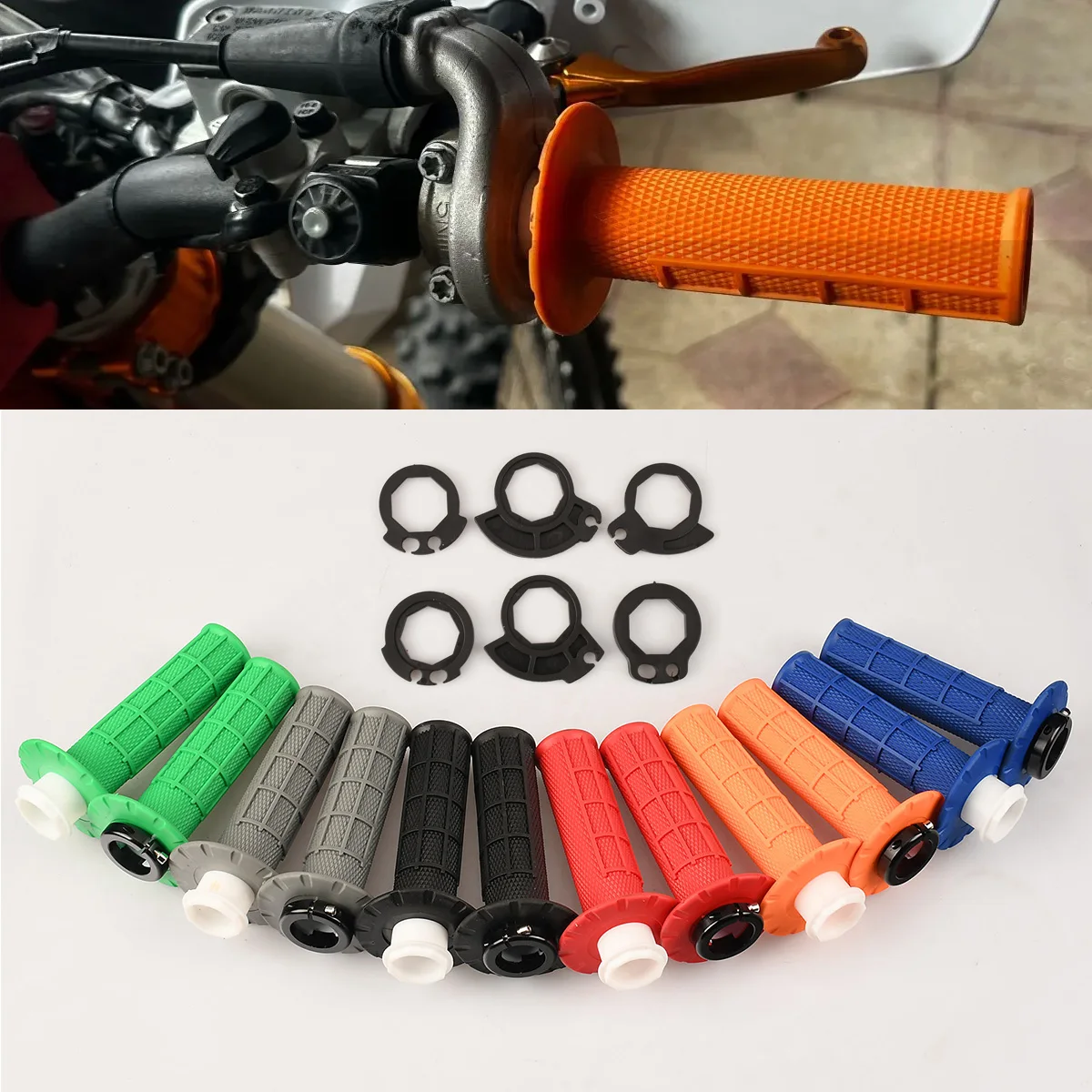 For Yamaha Honda Kawasaki Suzuki KTM Motorcycle Grips 7/8" 22mm Hand Grip W/ The Snap-on Dirt Bike Motorbike Handlebar