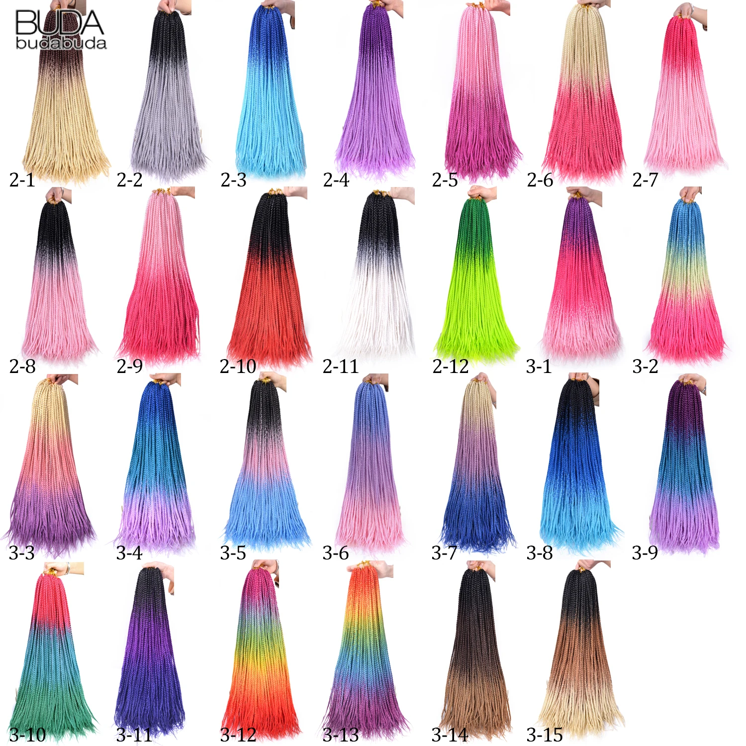 24 zoll Ombre Box Zöpfe Häkeln Haar Lange Pre-Geschleift Häkeln Zöpfe Für Frauen Mädchen Synthetische Flechten Haar Extensions BUDABUDA