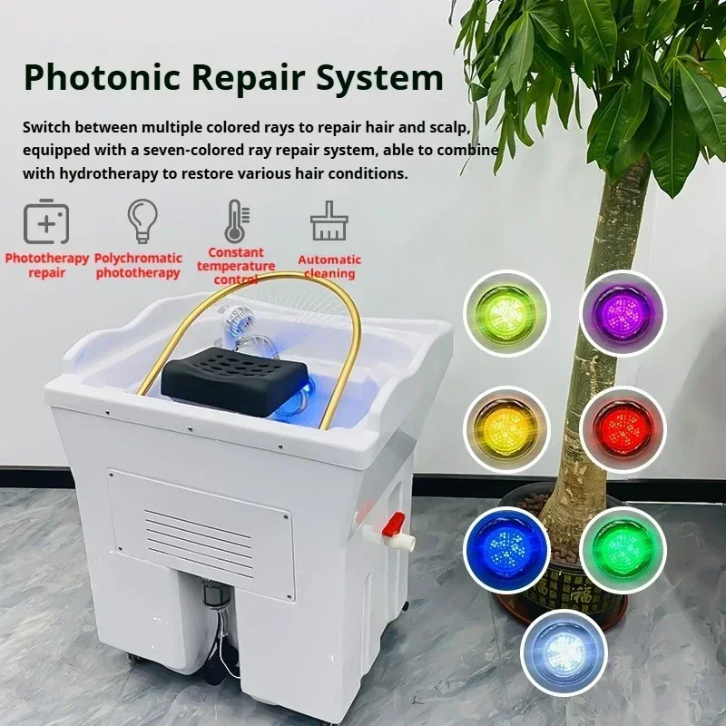 Silla de spa ajustable con tanque de agua, fumigación, circulación de flujo, cabezal de resina para lavar el cabello, novedad de 2025