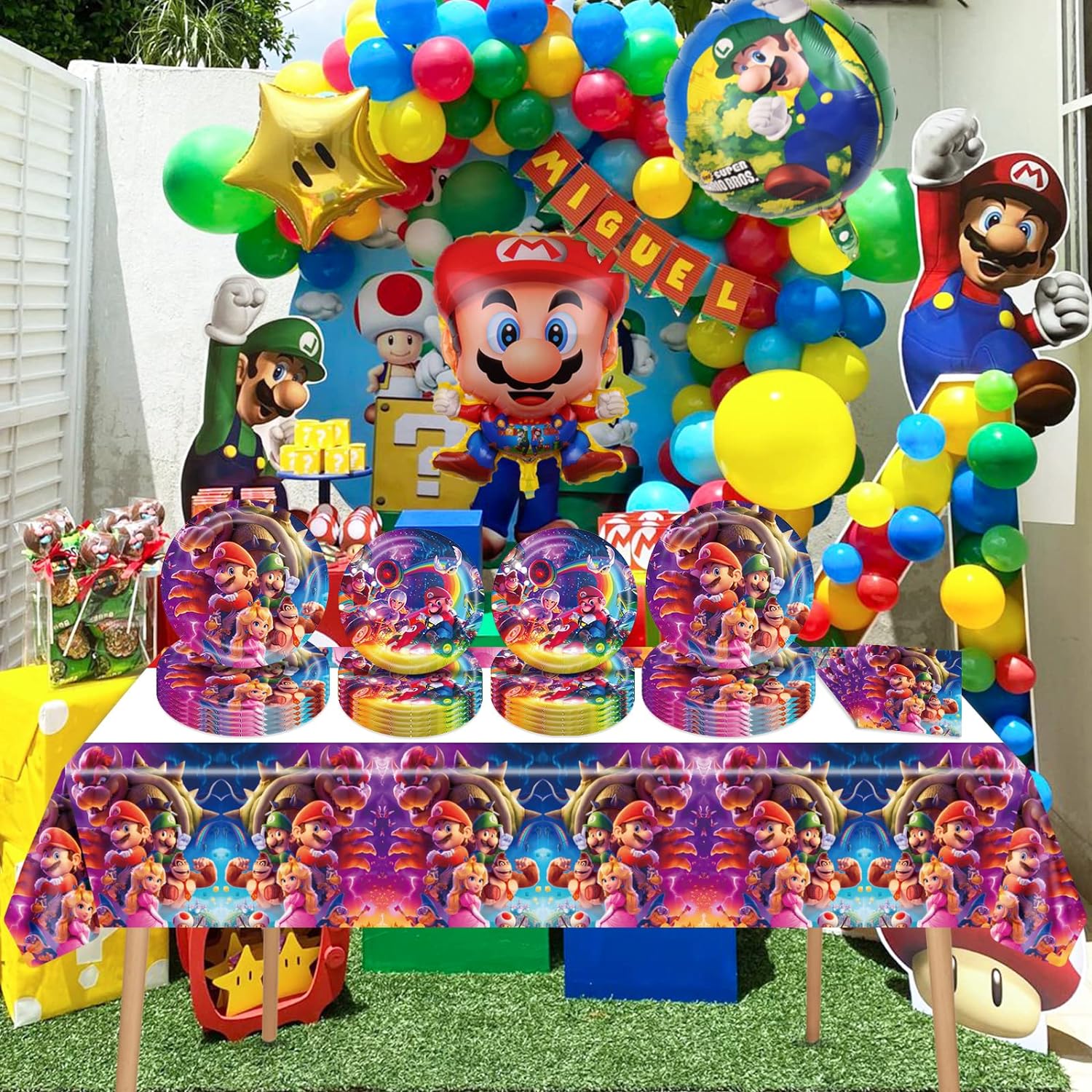 Mantel de Mario para decoración de fiesta de cumpleaños, mantel desechable, cubierta de mesa de Super Bros, recuerdos para fiesta de bienvenida al bebé, suministros para fiesta