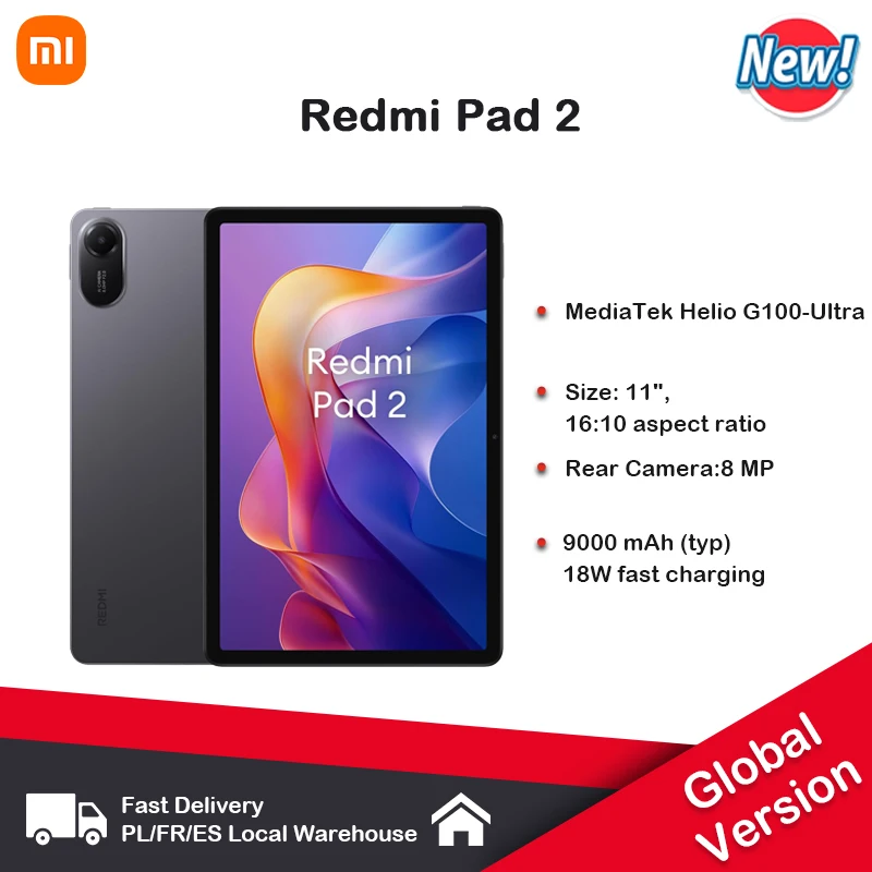 Xiaomi Redmi Pad 2 WIFI, 11", 90 Hz,MediaTek Helio G100-Ultra, cámara de 8 MP, 9000 mAh
