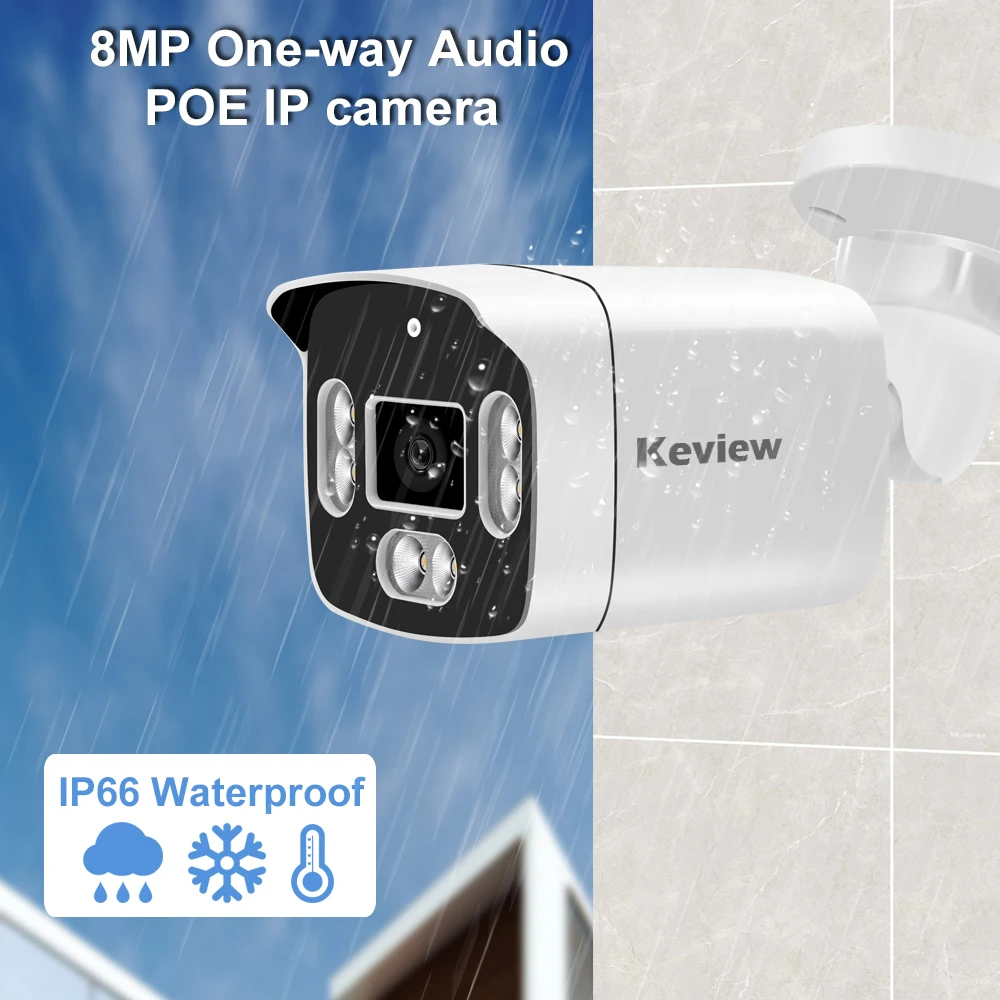 POE 8MP 4K 5MP 4MP กล้อง IP POE กันน้ํากลางแจ้ง H.265 การเฝ้าระวังความปลอดภัย Bullet กล้องวงจรปิด Motion Detection กล้อง