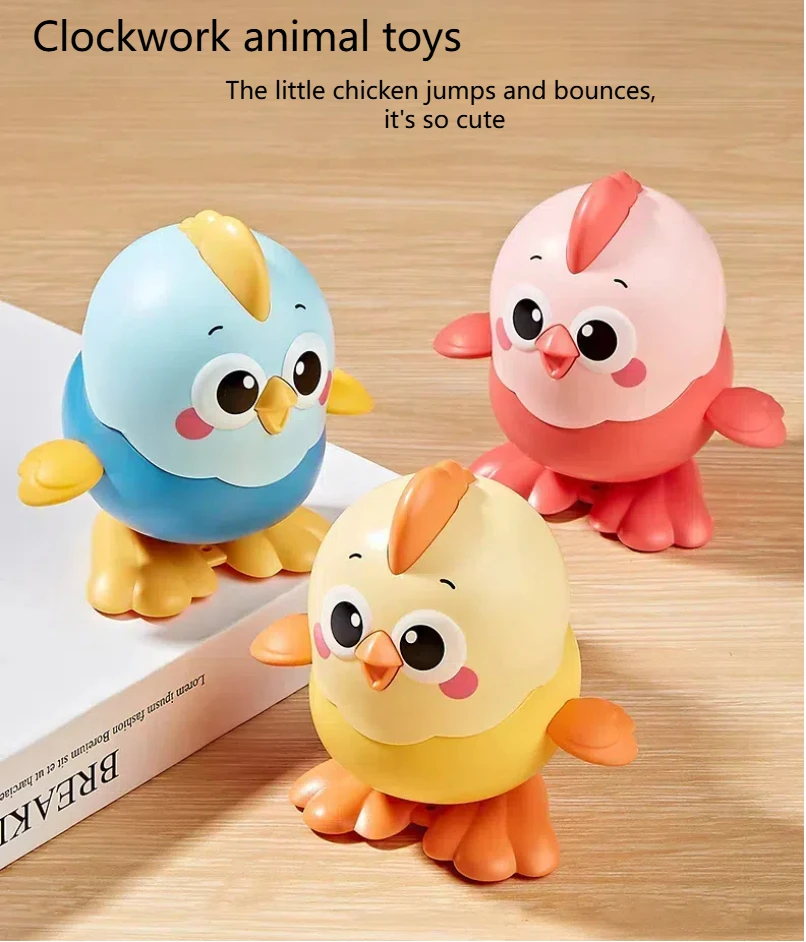 Clockwork toy chick on chain can walk cute animals