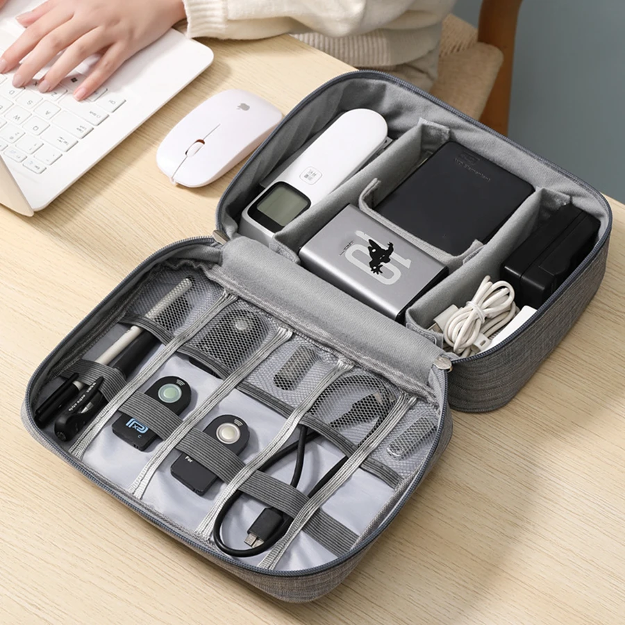 Bolsa de almacenamiento de cables, organizador electrónico Digital impermeable, cargador de línea de datos USB portátil, bolsa de almacenamiento de enchufe, organizador de cables de viaje