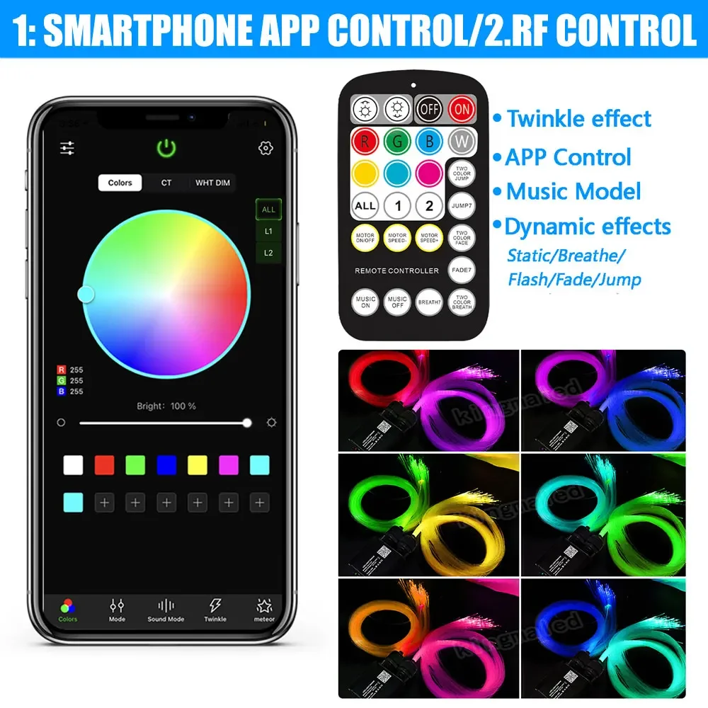 20W Dual Color Twinkle หลังคารถ Star Light พร้อม RGB ดาวตกเพลง APP ควบคุมประกาย Starry Sky แบบบูรณาการแสงบรรยากาศ