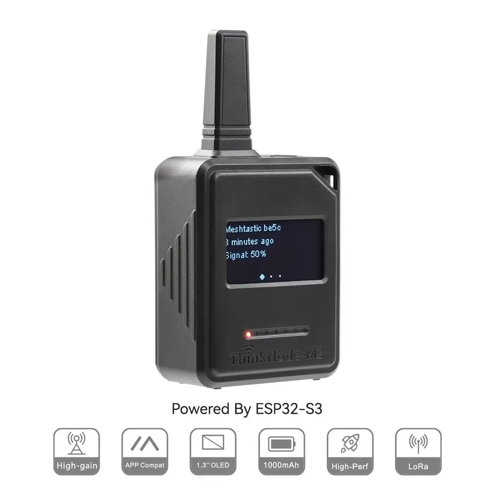 Dispositivo transceptor meshtástico LoRa Elecrow ThinkNode-M2, pantalla OLED de 1,3 ", alimentado por caja de estilo Modular ESP32-S3 opcional