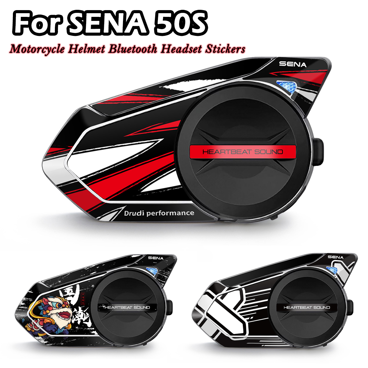 Para sena 50s sena 50s capacete da motocicleta fone de ouvido bluetooth adesivos decorativos fone de ouvido decalques protetores acessórios