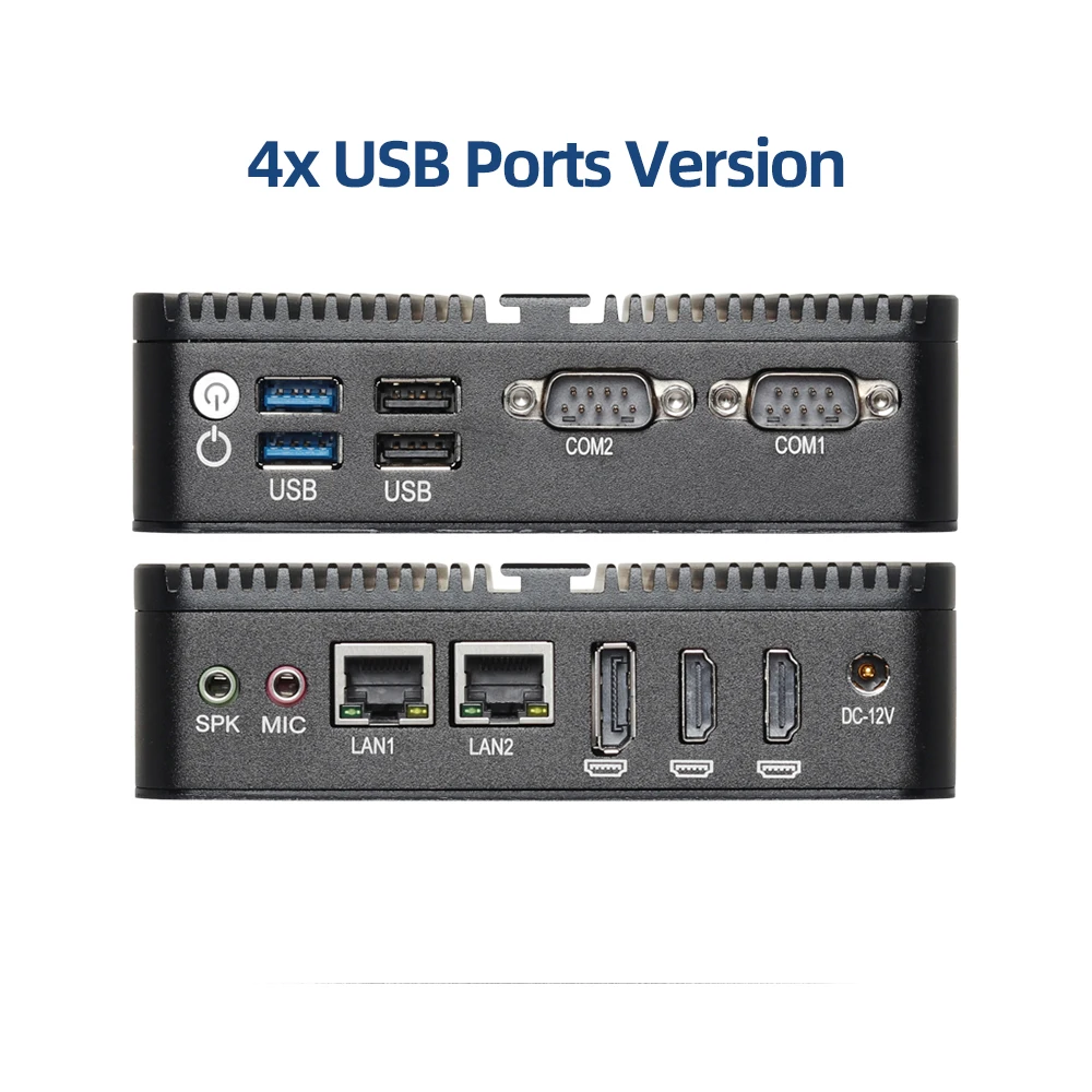 Mini PC Industrial Intel N100, 2 puertos serie RS232, 2 Gigabit Ethernet, 2x HDMI, 1xDP, compatible con pantalla de 3 pantallas Win10/11 Linux