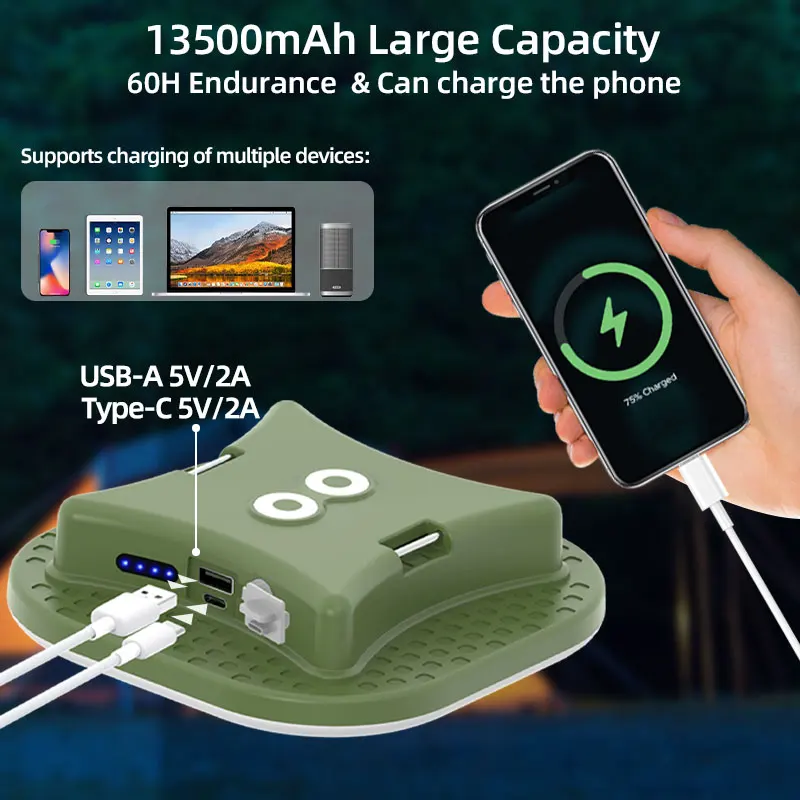 Linterna inteligente recargable para acampada, iluminación LED RGB con Control por Bluetooth, sincronización de música por aplicación Tuya, 13500mAh, 80W, para exteriores