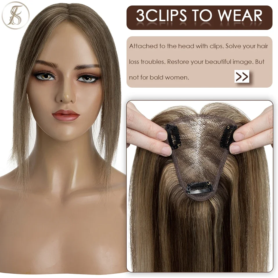 Tess-女性用の手作りの人間の髪の毛のかつら,自然な髪のトッパー,ヘアエクステンションのクリップ,シングルノットレースヘアピース,8x10cm