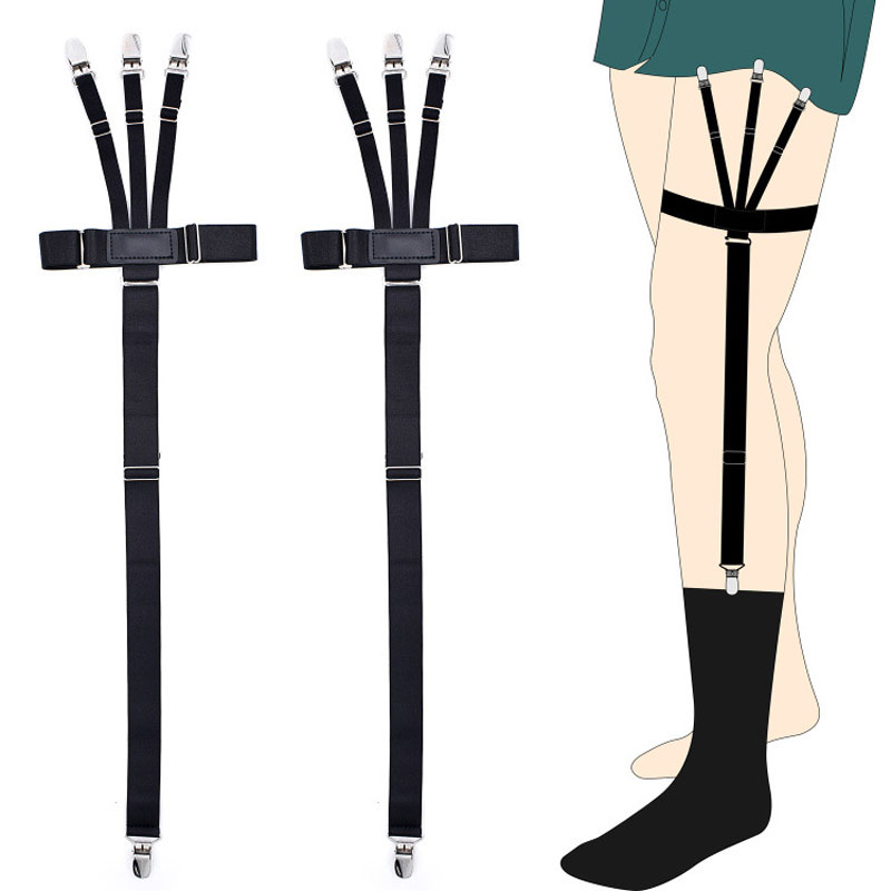 Mens Shirt Stays Upgrade Adjustable Elastic Garter Classics Anti-Wrinkle Shirts Holder with Non-slip Locking Clamps