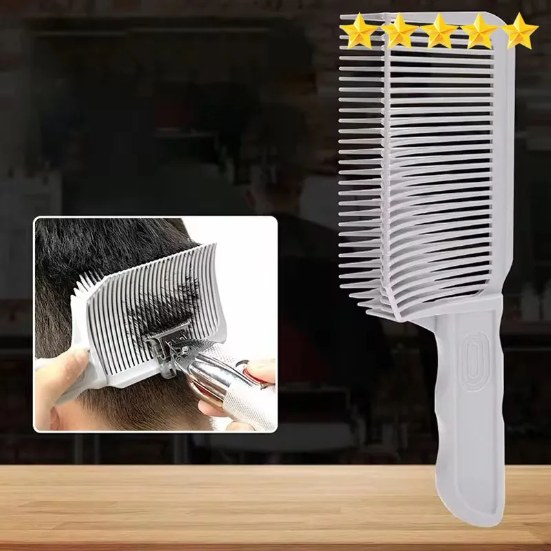 【Hete verkoop】Nieuwe Clipper Kam HEREN STYLING Platte Haarkam Gebogen V-vormige Kapper Kam Positionering Gradiënt Ontwarren Haar Magie